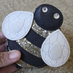 Kate Spade New York Down the Rabbit Hole Black and Gold Bee Wallet/Coin Purse